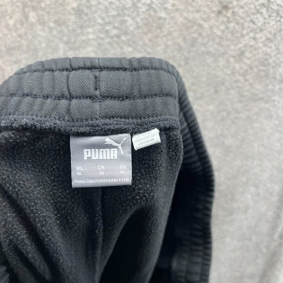 Puma Shorts Mens XL Black White Elastic Waist Spell Out Logo Extra Large Fleece - Picture 5 of 10